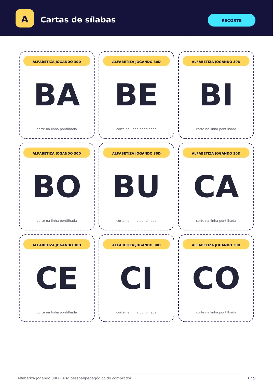 Página real de cartas silábicas